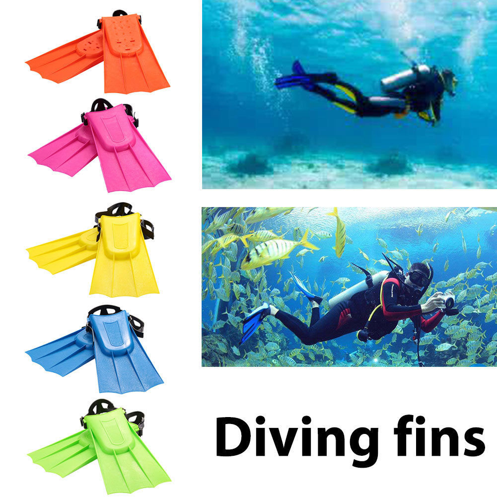 1 Pair Professional Swimming Fins Short Adult Snorkel Swimming Fins Kids FlippersWater Sports Equipment Set Adjustable Heel