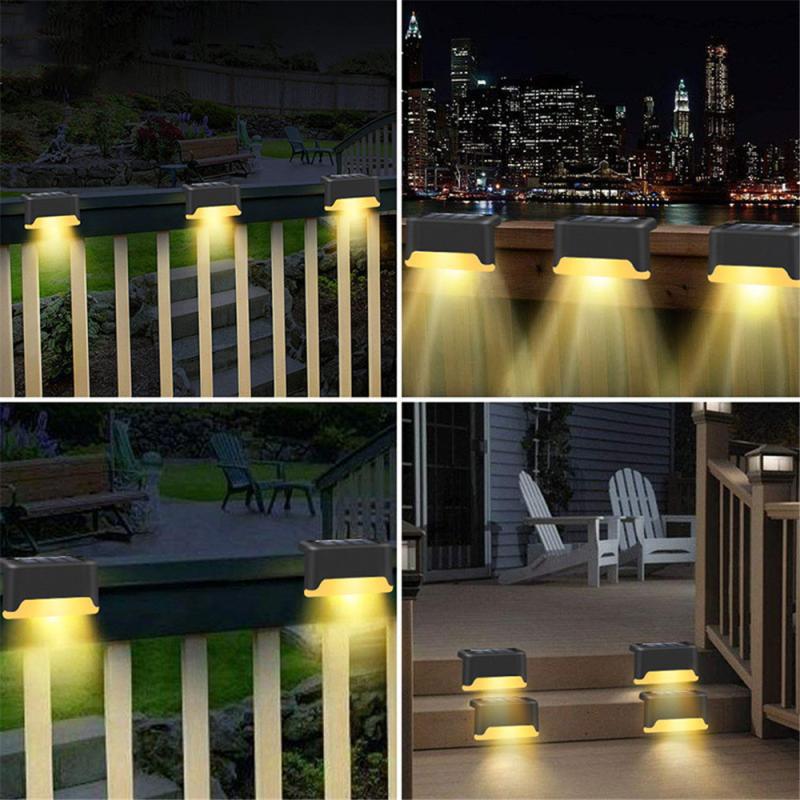 4/8pcs LED Solar Powered Fence Stair Wall Lights Garden Lamp Step Path Decking Outdoor Landscape Waterproof Fence Solar Lights