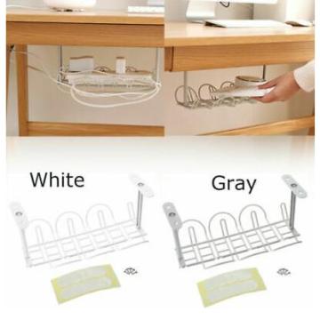 Under Desk Cable Management Tray Wire Cord Power Strip Adapter Organizer Shelf