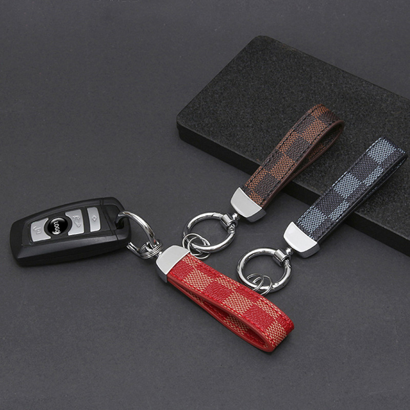 Square Pattern Leather Keychains Luxury Leder Lanyard Keychain Car Key Rings For Women Fashion Key Accessory Keyrings Gifts