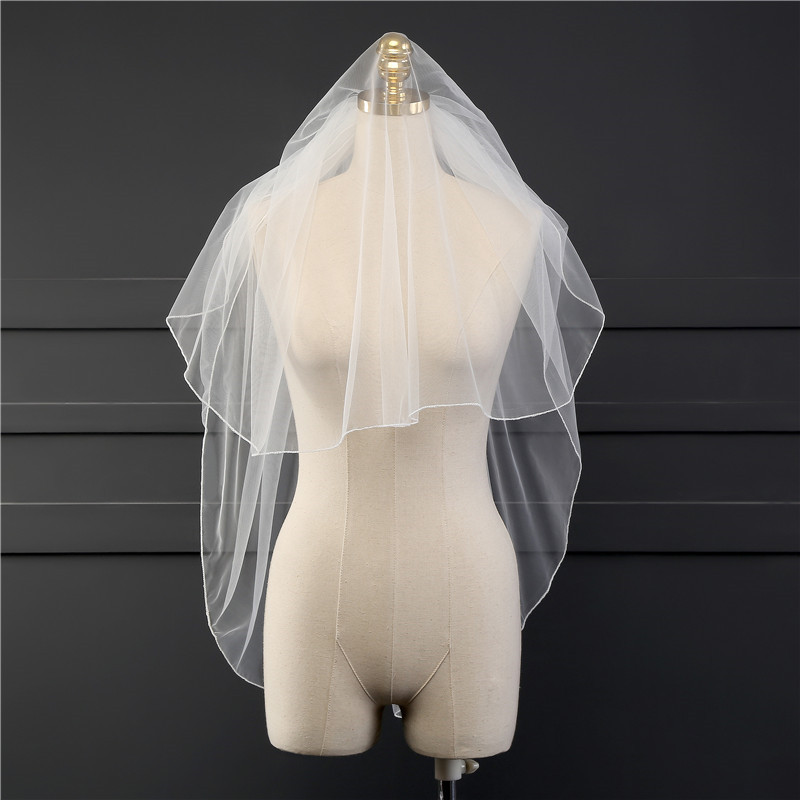 New Style Fashion sImple Classic Simple 2 Layers Blusher Veil Beautiful Wedding Short Bridal Veil Voile Mariage Free Shipping