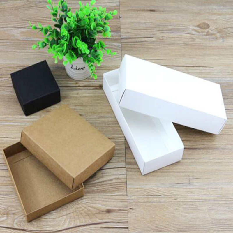 10pcs/lot 10 Sizes Kraft Black White Paper Box Blank Paper Gift Packaging Box Cardboard Box With Lid Gift Large Carton Boxes