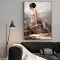 Modern nude art sexy girl on stone oil painting on canvas art print and poster landscape paintings wall art decoration pictures