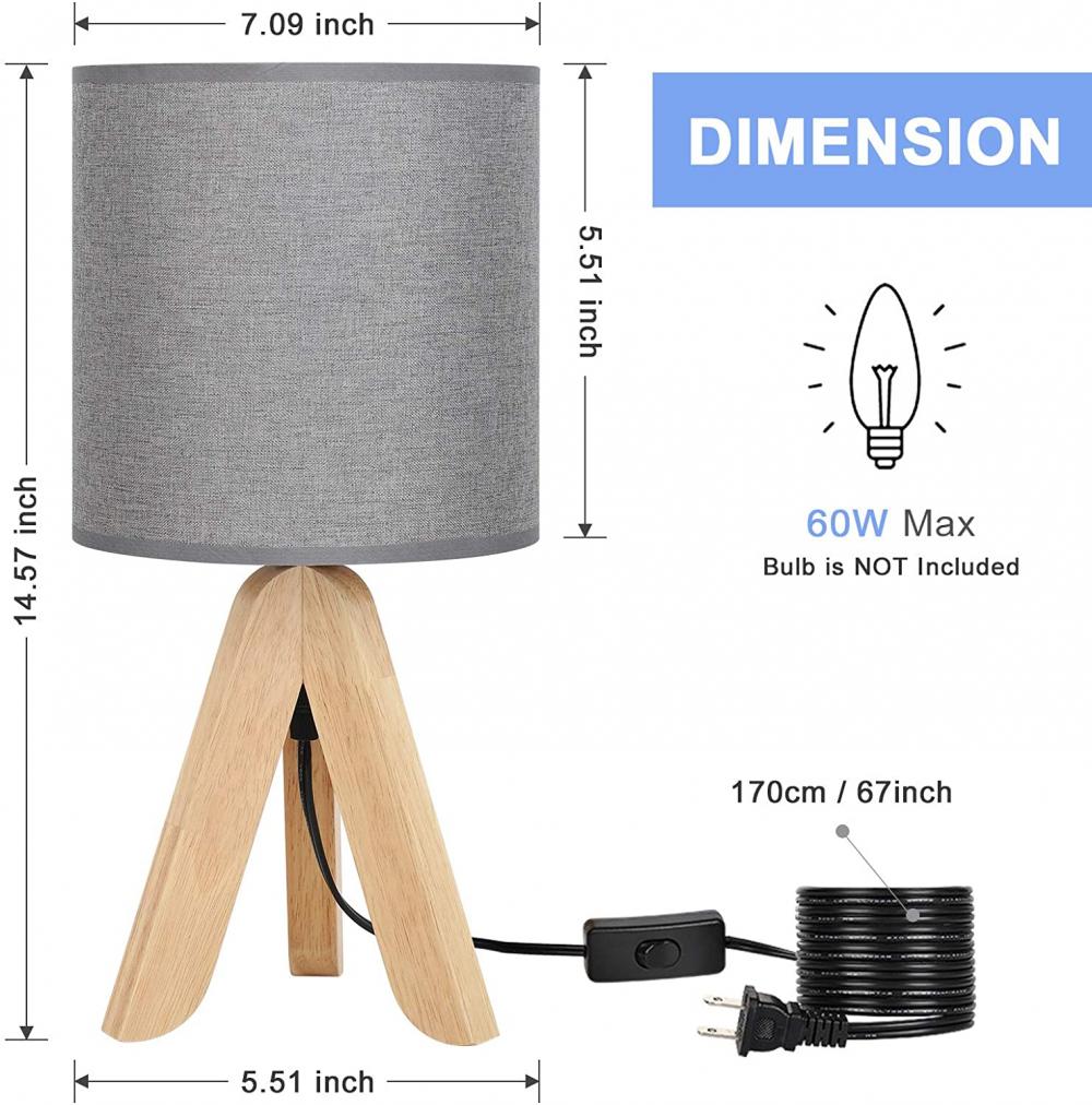 Bedside Desk Lamp with Fabric Shade