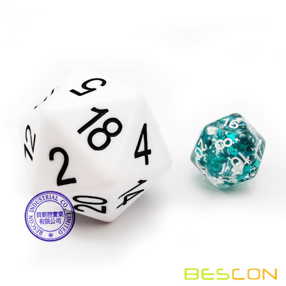 Bescon Jumbo D20 38MM, Big Size 20 Sides Dice Solid White, Big 20 Faces Cube 1.5 inch