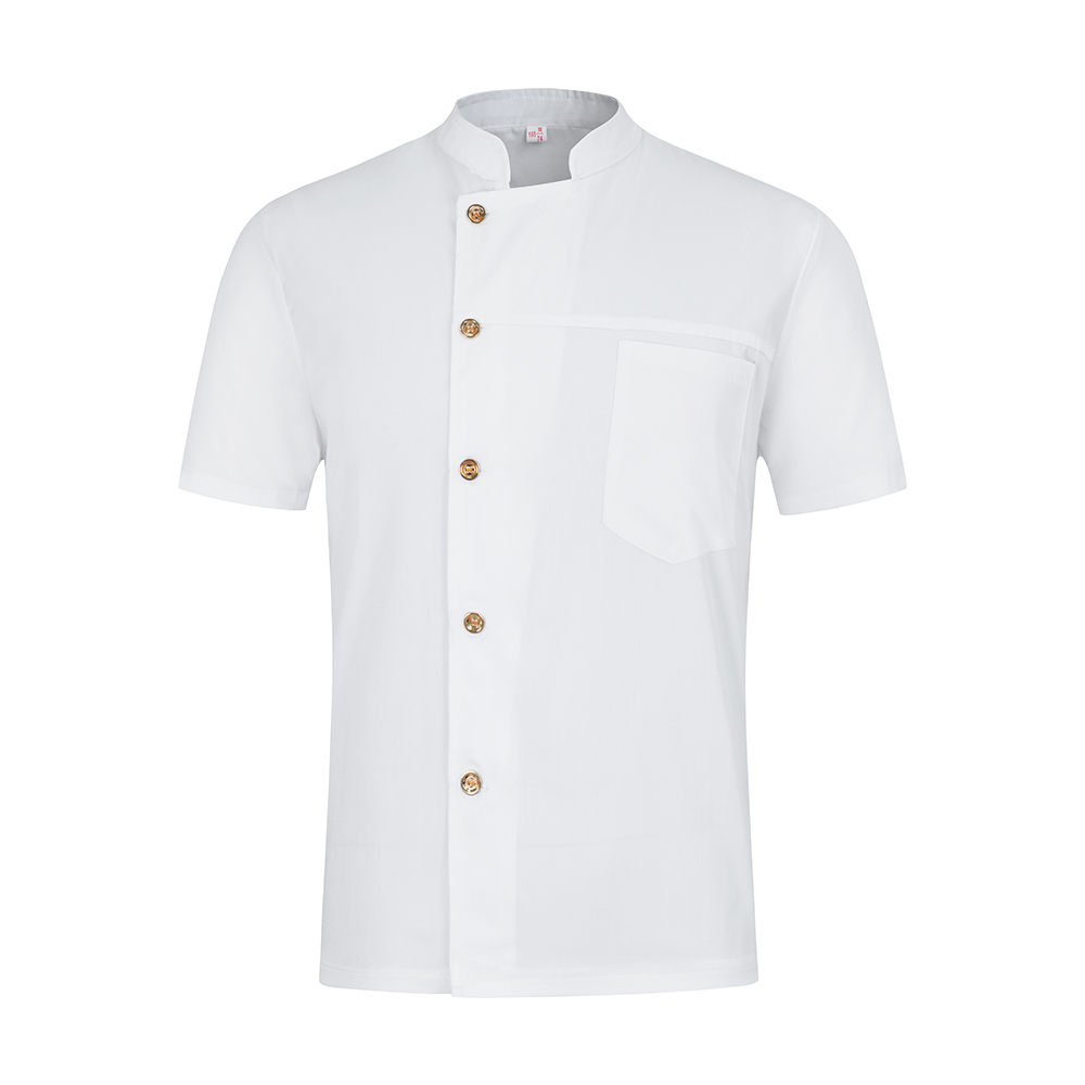 Restaurant Uniforms Shirts Solid Color Short Sleeve Chef Jacket Food Service Hotel Kitchen Work Clothes Men Women Chef Coat