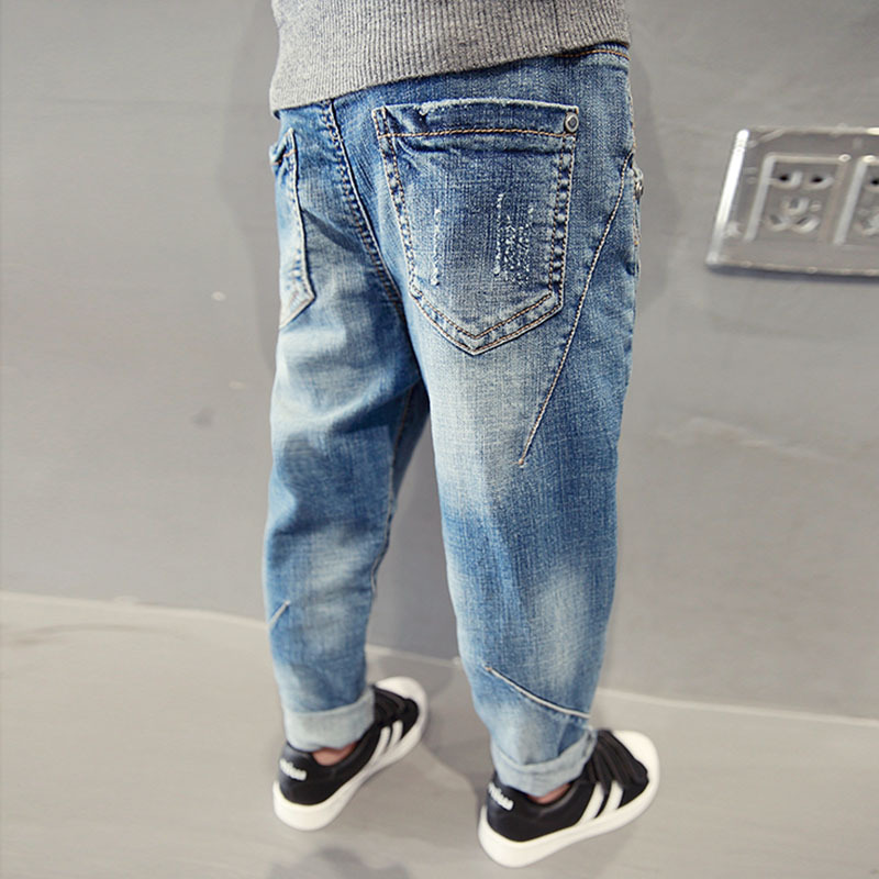 Warm Boys Jeans Winter Thick Jean Teenager Boys Blue Pantalon Casual Pants broken hole Pant Denim Trousers For Toddler Boy Kids