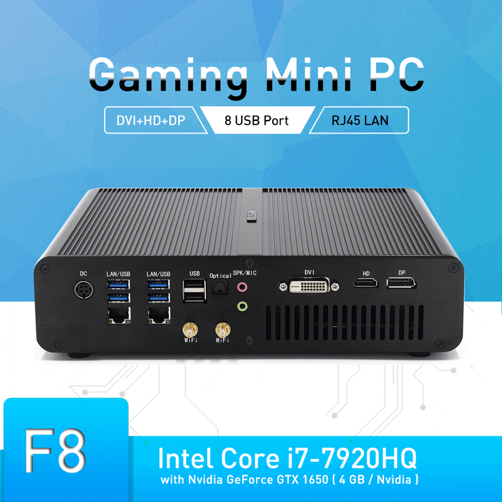 Hystou Gaming Mini PC Intel Core i7 7920HQ N.VIDIA GeForce GTX1650 4gb 2*DDR4 Game Computer Desktop Windows 10 4K HDMI DP DVI