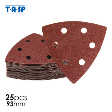 TASP 25pcs 93mm Sandpaper Delta Sander Disc Hook & Loop Triangle Sanding Paper Abrasive Tools with Grit 60 80 120 180 240