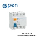 4P 40A A Type for DC&AC Use Residual Current Circuit Breaker RCCB OL2-63 Series for Overload and Short Circuit Protection