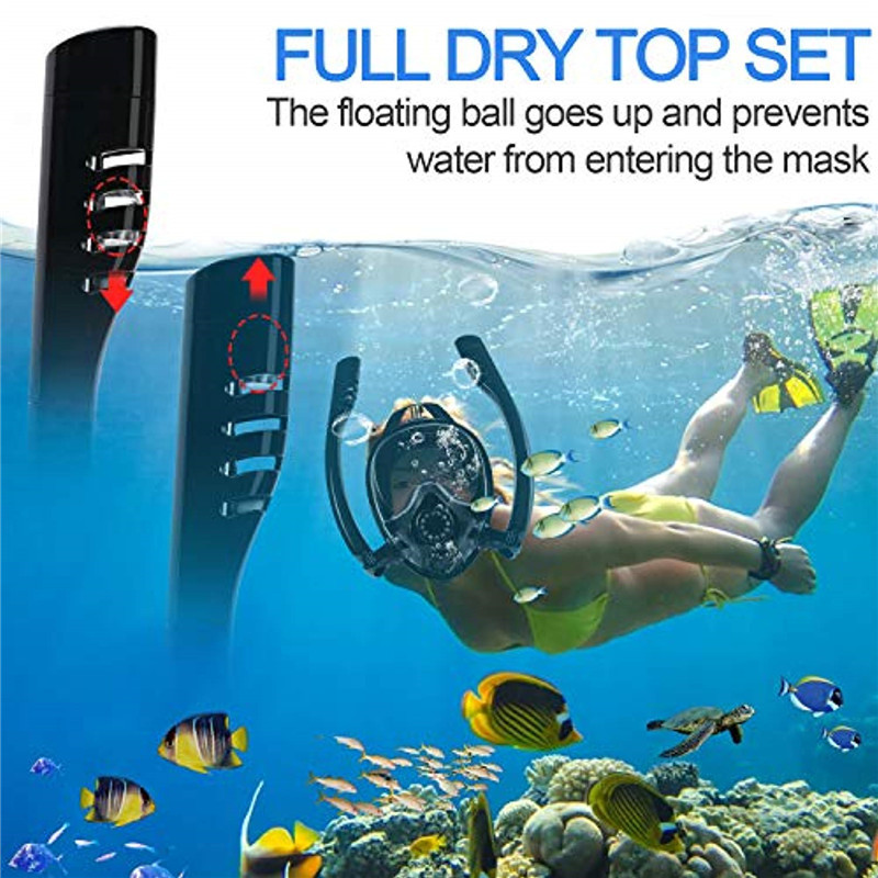 Diving Mask Underwater Scuba Anti Fog Full Face Snorkeling Mask Adult Kids Full Dry Double Tube Breathing Swimming Equipment