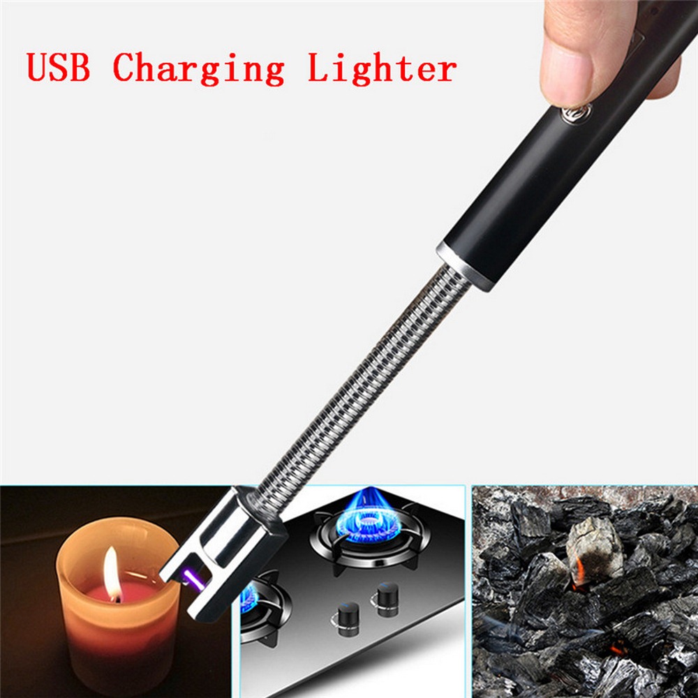 360 Rotation USB Rechargeable Cigarette Lighters Long Kitchen Electronic Lighters Windproof Plasma Electric Novelty Lighter ARC