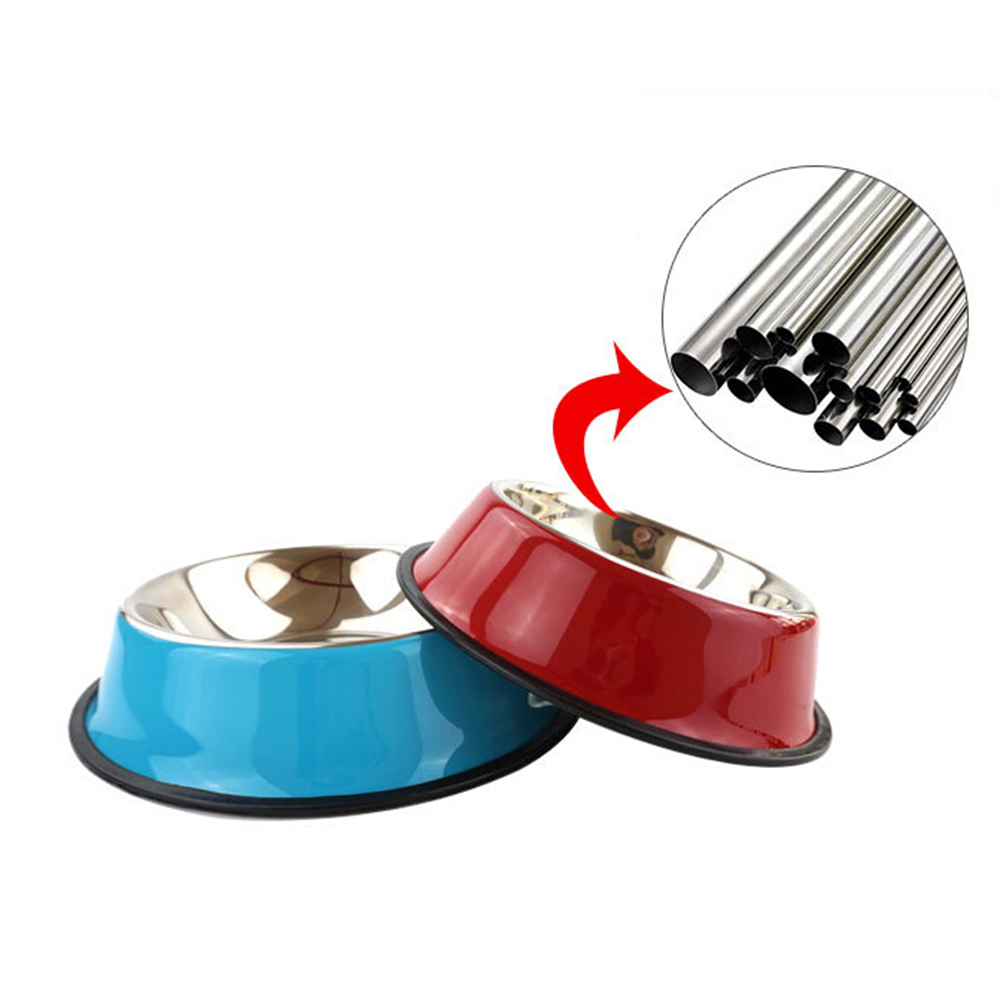 Pet Dog Stainless Steel Bowls Puppy Cats Food Drink Water Dish Feeder Travel Non-slip Dishes Pets Supplies Dog Food Container