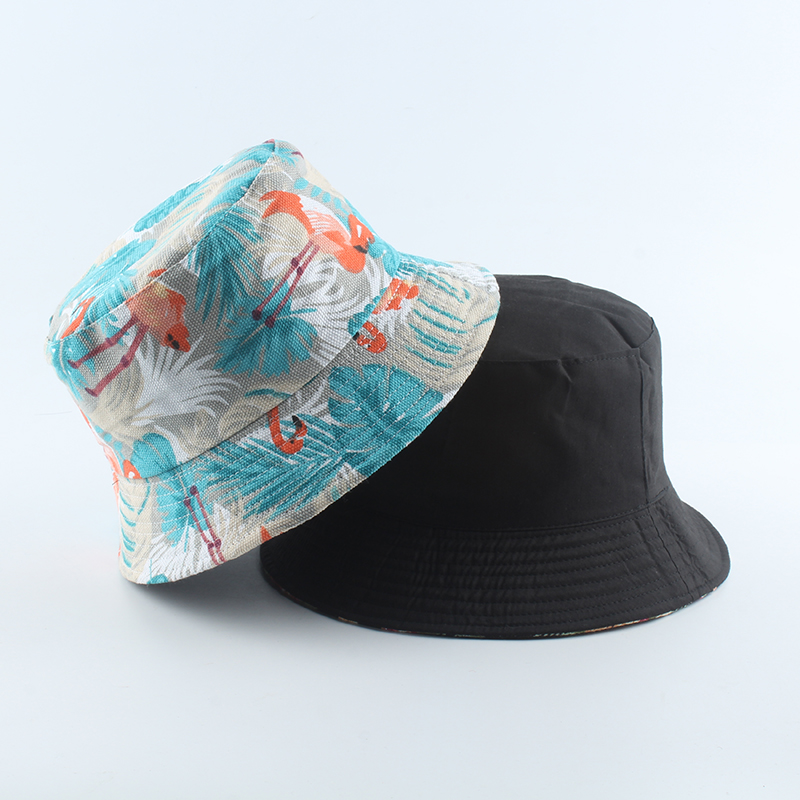2020 New Fashion Summer Coconut Tree Flower Printed Fisherman Caps Panama Bucket Hats Reversible Gorro Pescador Men Women
