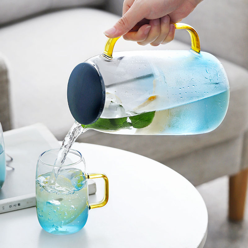 Large Water Jug Glass Water Pitcher Home Use Kettle Tea Pot Glass Water Jug With Handle for Boiling Cold Drinkware Glass Pitcher