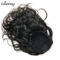 Isheeny Human Hair Ponytail extensions 8"-24" Brazilian Wavy Drawstring Pony Tail Clip In Hair Natural Color 100g