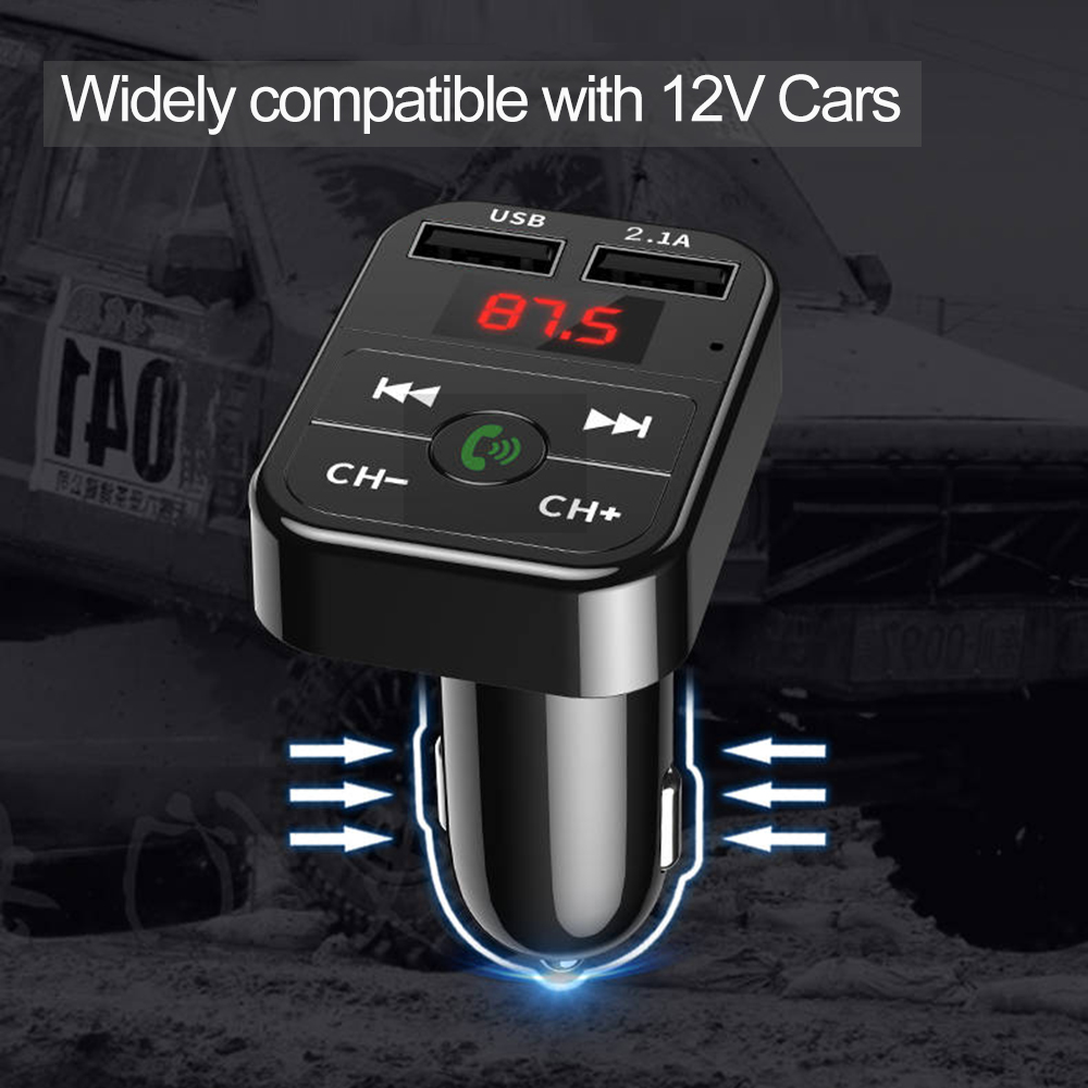 Car Bluetooth 5.0 FM Transmitter Wireless Handsfree Audio Receiver Auto MP3 Player 2.1A Dual USB Fast Charger Car Accessories