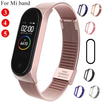 Wristbands Strap For Xiaomi Mi Band 3 4 5 Wrist Metal Bracelet Screwless Stainless Steel MIband for xiaomi mi Band 4 3 5 Strap