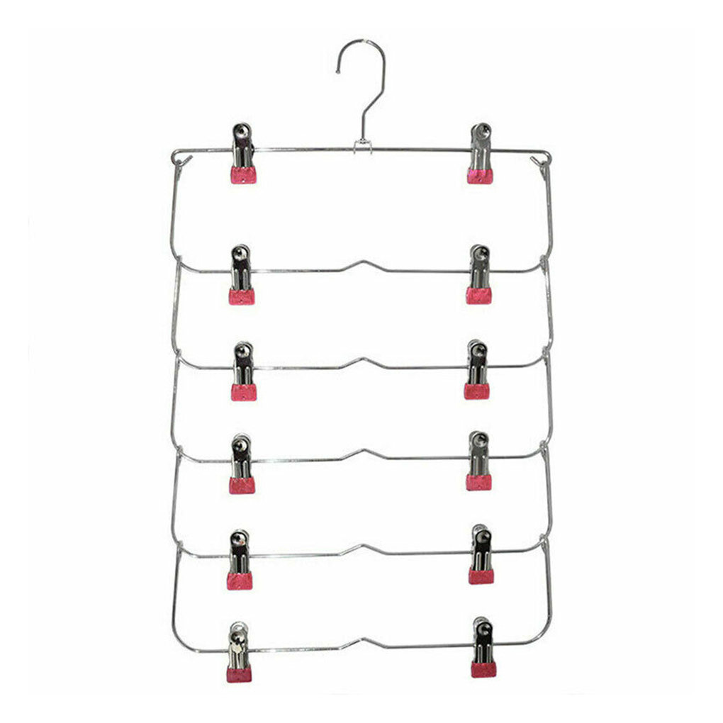 Hanger Space Saving Metal Clip Hanger Foldable Multi-layer Clothes Coat Trouser Skirt Non-slip Rack Hook