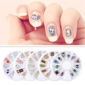 1Box Crystal Gems Mix Sizes Mix Shape Multi-Colored Glitter 3D Diamond Facet Flat Back Rhinestones Acrylic Nail Art Decoration