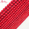3,4,5,6,8,10mm Faceted Round Red Coral Beads Ball Natural Stone Beads For DIY Necklace Bracelets Jewelry Making 15"Free Shipping