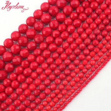 3,4,5,6,8,10mm Faceted Round Red Coral Beads Ball Natural Stone Beads For DIY Necklace Bracelets Jewelry Making 15