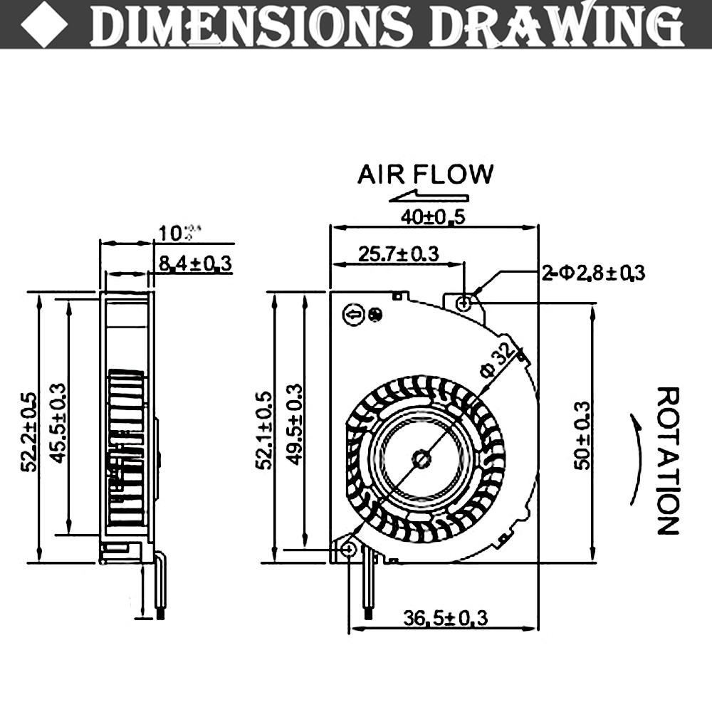 2Pcs Gdstime 5CM 50MM Blower Fan 5V 12V 50mm x 40mm x10mm 5410 Ball Radial Centrifugal Cooling Fan Turbine Blower Cooler Fan