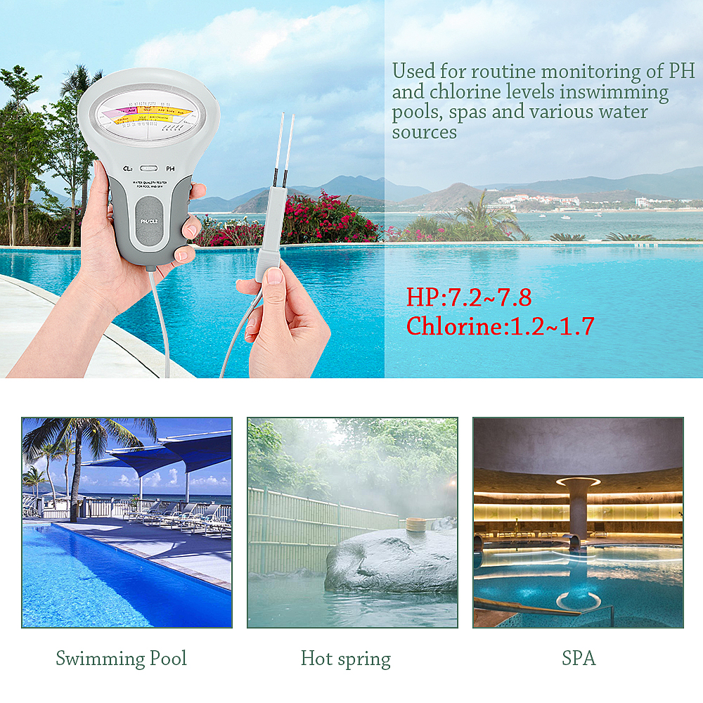 2 in 1 PH Chlorine Meter Tester PC-101 PH Tester Chlorine Water Quality Testing Device Tools For Pool Aquarium Portable