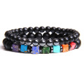 Black Onyx Bracelets Men Natural 8mm Chakra Stone Beads Bracelet For Women Reiki Prayer Health Balance Femme Bracelet Jewelry