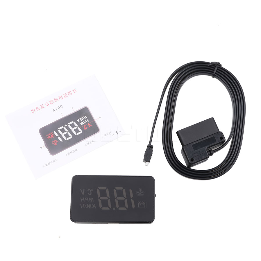 Car HUD Head Up Display A100 OBD2 II EUOBD Overspeed Warning System Projector Windshield Auto Electronic Voltage Alarm