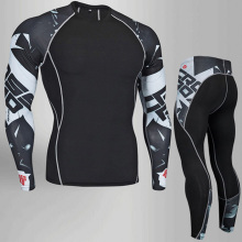 MMA Clothing Quick-Dry Sauna Suit Set Men Training Bodybuilding T-Shirt Jogging Pants Rashgard Kit Compression Thermal Underwear