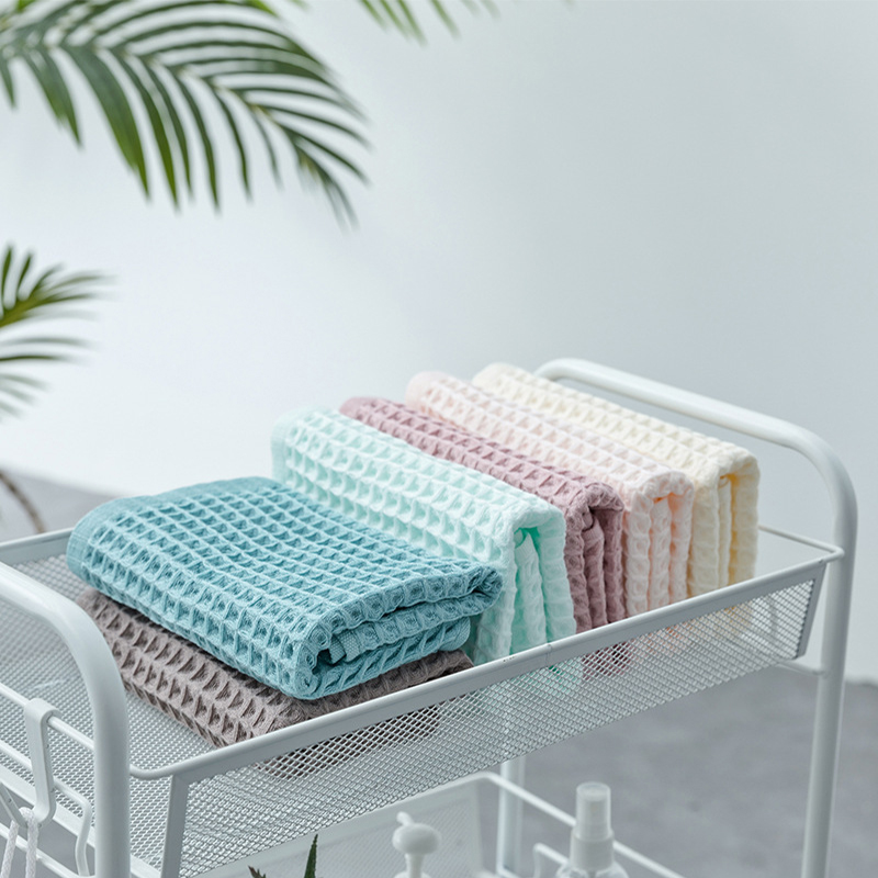 YIANSHU 100% Cotton 6 Colors Waffle Towel Plain Colour Soft And Comfortable Water Sucking Strong Travel Home Towel 34x72CM