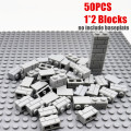 50PCS City Wall Blocks Bricks for MOC House Thick 1*2 1*4 L Dots DIY City Accessories Door Window Construction Brick Walls