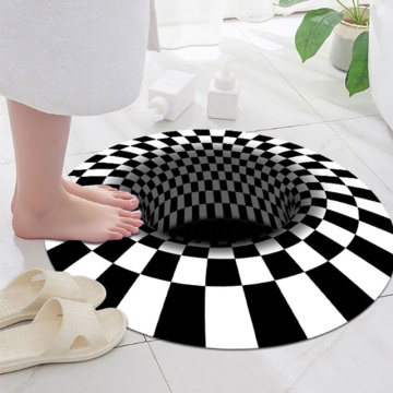 Black Abstract Geometric Optical Illusion Living Room Bedroom Rug Print Carpet Carpet Floor Mat Rug Home Decoration