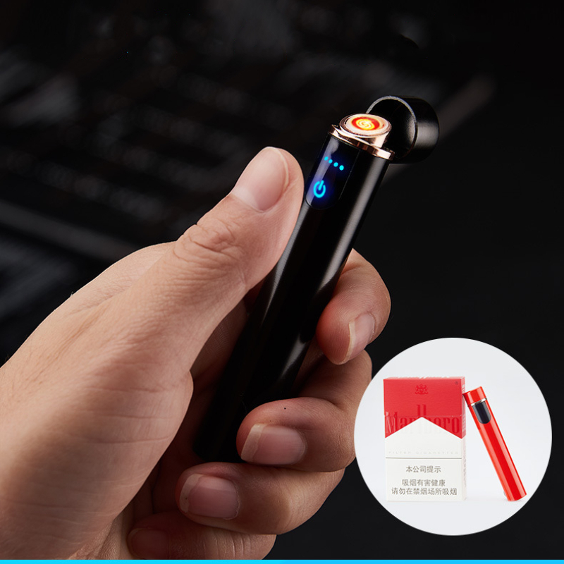 Mini LED Smart Touch USB Electrical Lighter Finger Touch Induction Cigarette Lighter Light Weight Plasma Lighter Gadgets For Men