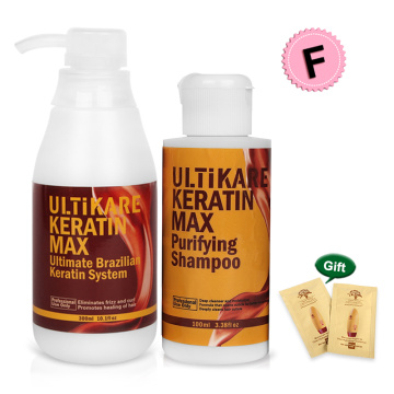 Brazilian 300ml Free Formalin Keratin Treatment+100ml Purifying Shampoo Straightening and Repair Cruly Hair Set+Free Gifts