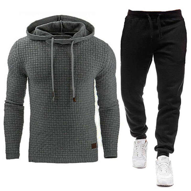 2020 new track suit men's brand men's solid hooded sweatshirt + sports pants men's hooded sweatshirt suit casual sportswear S-3X