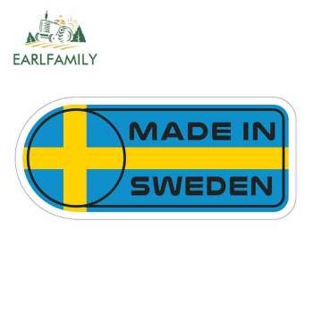 EARLFAMILY 13cm x 5.7cm for Made In Sweden Flag Sign Car Stickers Vinyl JDM Windshield Bumper Windows Bumper Truck Graphics