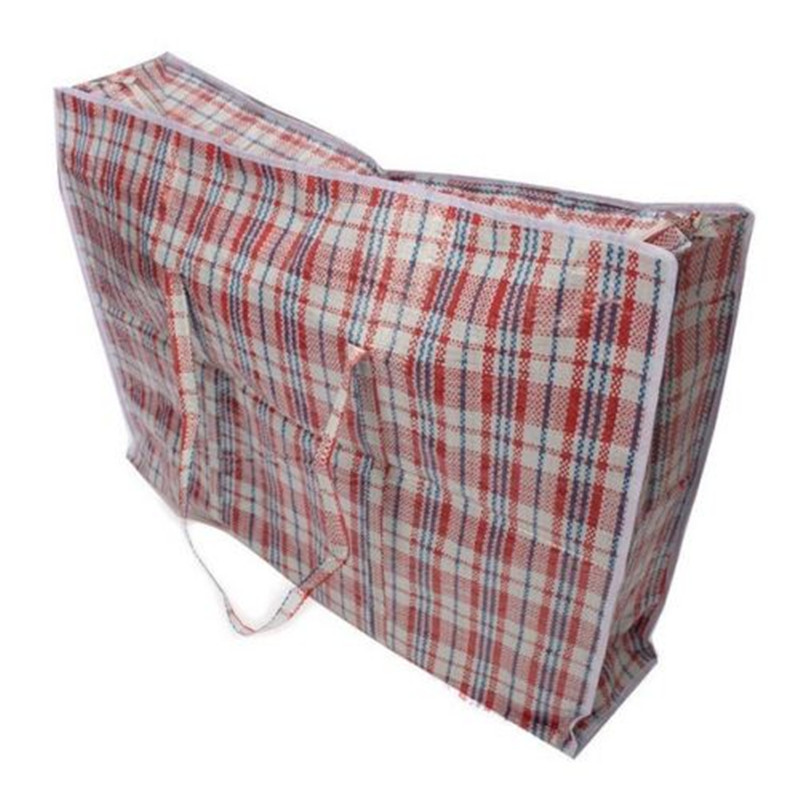 Red Reusable Laundry Storage Bags Eco Zipped Strong Woven Plastic Bags Home Shopping Bags Clothes Organizer Bags