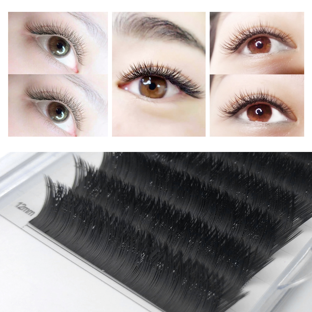 NAGARAKU V-Shape Ellipse Flat Split Tips Eyelash Extension Weaving Progress Double Tips Easy-fans Eyelash Super Soft Natural