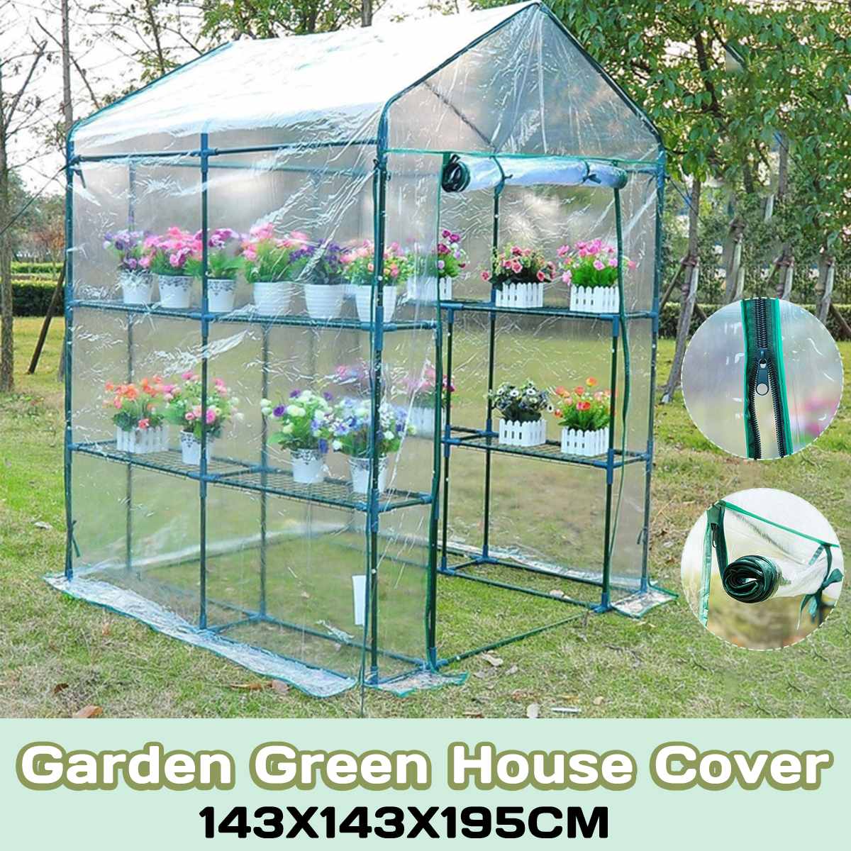 Greenhouse Cover Garden Cover PVC Material Portable Plants Flower House Waterproof anti-UV Cold resistant 143X143X195cm