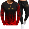 Hot men's sets t shirts + pants two pieces sets casual tracksuit basketball new fashion print suits sportwear fitness shirts