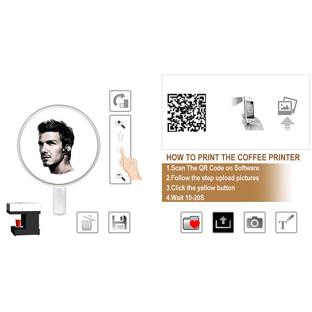 Coffee Printer 4 cup Automatic Cake Printer Chocolate Selfie Priter coffee Printing machine for Cappuccino Biscuits with Wifi