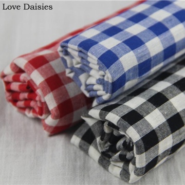Rayon/Cotton/Linen RED BLUE BLACK Yarn Dyed Lattice Check fabrics Thin for Summer Apparel Blouse Dress handwork Scarf Textile