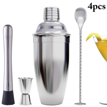 4pcs Cocktail Shaker Set 700ML kit Bartender Kit shakers Stainless Steel Bar Tool Set with Muddler Jigger Mixing spoon