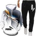 2020 3D new men's winter running sportswear suit sweatshirt sweatpants training hoodie and pants 2-piece outdoor sportswear jack