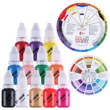 OPHIR 12 Colors Airbrush Nail Ink Pigment w/ Color Wheel 10ML/Bottle Acrylic Water Nail Ink for Nail Art Stencil Paint _TA098