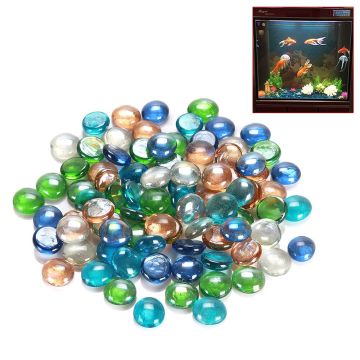 100g Glass Pebbles Stones Home Ornament Supply Cobblestones Garden Fish Tank Aquarium Decor Decorative Marbles Mixed Color
