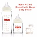 Baby Wizard baby bottle feeding bottle wide neck glass great quality naturally shaped teats with silicon nipple handle