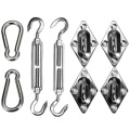 Hot Sell 8 Pieces Silver Stainless Steel Sun Sail Shade Canopy Fixing Fittings Accessory Kit For Shade Sail